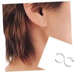 Fine 999 Sterling Silver Ball End Mini Hug Hoop Earrings